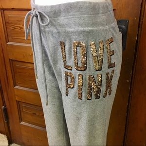 PINK Victoria’s Secret Velour Sequined Pants NWOT